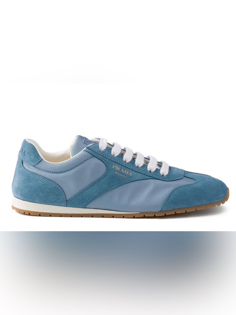 Prada Men’s Sky Blue Suede and Leather Sneakers